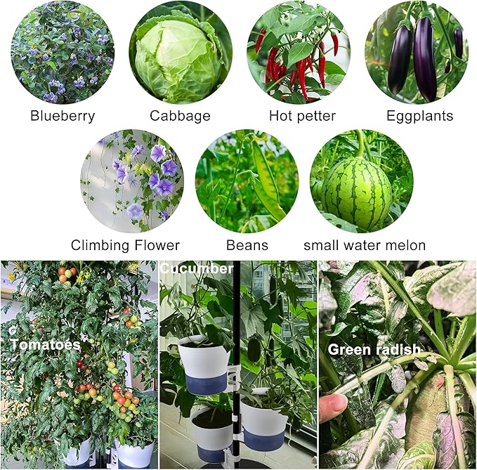 Tall Metal Plant Stand Outdoor/Indoor 72",Large Patio Plant Stand with Self-Watering Planter Pot & Hooks for Balcony,DIY Hydroponics Growing System Tower Garden Kit for large plants, Height Adjustable