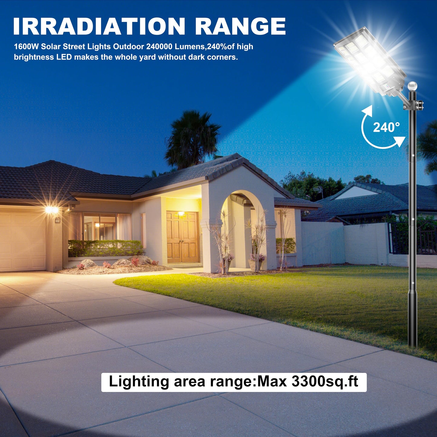 Jadisi 3-Pack 8000W Solar Street Light-240000LM IP67 Waterproof, Dusk to Dawn, Solar Street Lights Outdoor, with Motion Sensor Remote Control,Wide Angle Lamp for Parking lot Lights