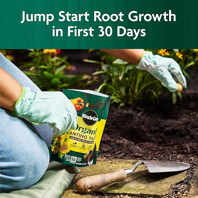 Miracle-Gro Organic Planting Tablets, for Transplants and Starter Plants, Formulated with Calcium, Jump Starts Root Growth, OMRI Listed, 20 Tablets