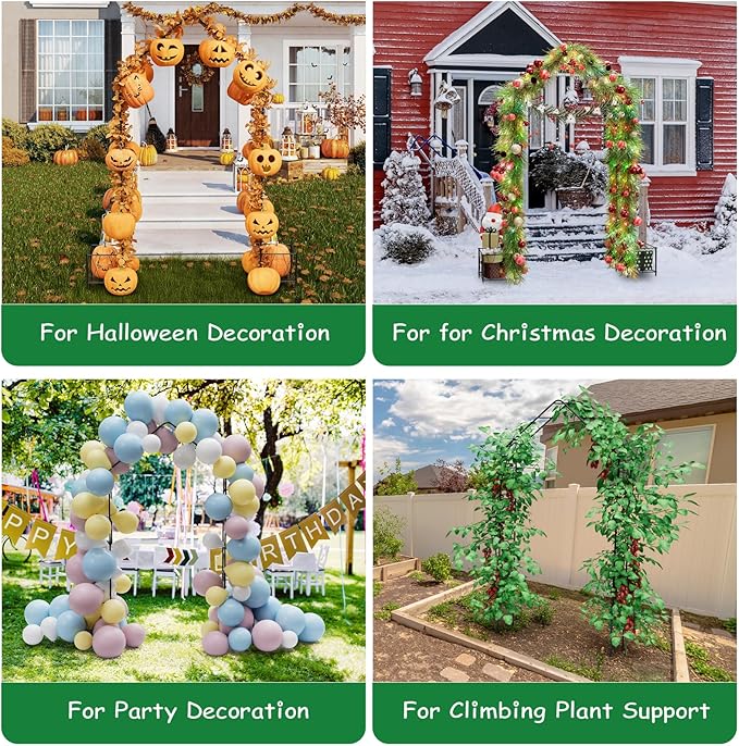 Vrisa Metal Garden Arch Trellis for Climbing Plants Outdoor 8.2 Ft Garden Arbor with Planter Boxes Wedding Arches for Ceremony Halloween Christmas Decoration Garden Archway for Party, Backyard, Lawn