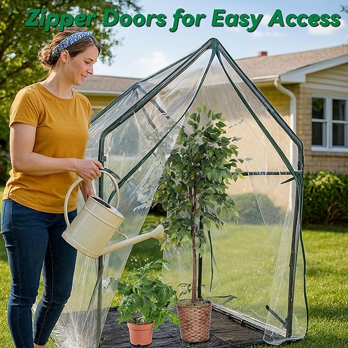 Gardzen Mini Greenhouse with Waterproof Bottom, Portable Green House with Strong Metal Frame, Small Green House for Outside and Inside Use,36.2"(L) x36.2(W) x59.5(H)