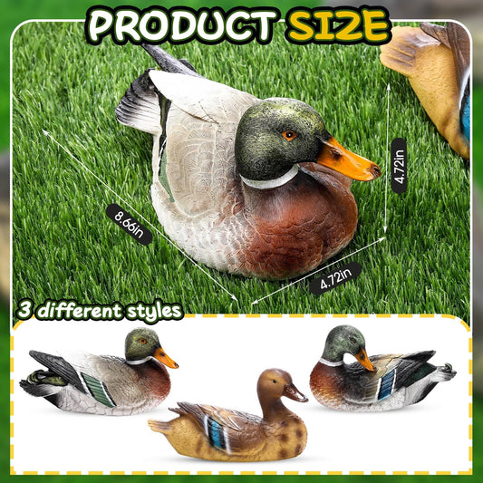3 Pcs Floating Mallard Duck Decoys Pool Accessoriesrealistic Resin Duck for Pond Decorative Pool, Garden Accessory Outdoor Decorations