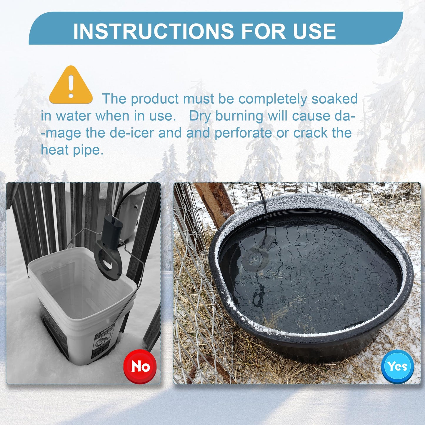 250W Utility De-Icer Submergible Cast Aluminum Chicken Water Heater for Livestock Tank Heater Winter Bird Bath Heater Black