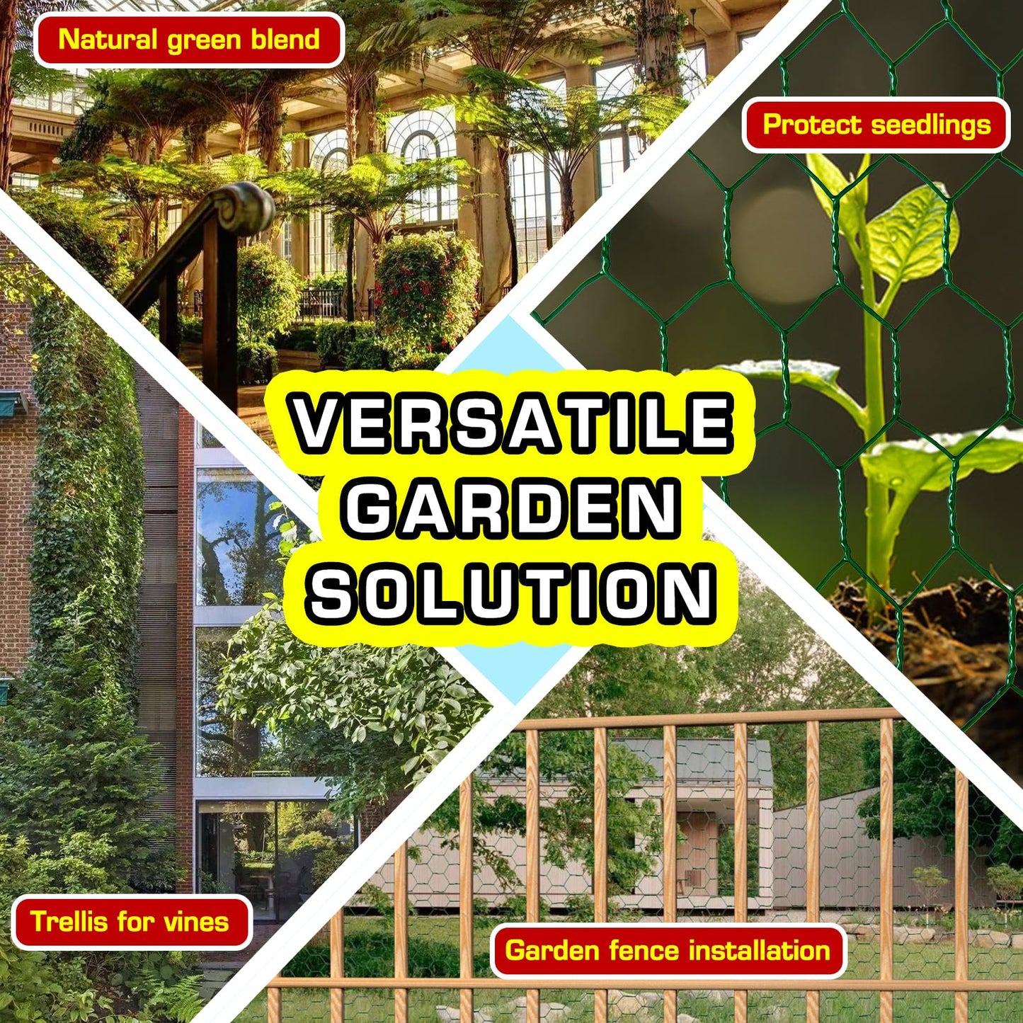 Yardbliss Chicken Wire36inx150ft, Premium Chicken Wire Fencing, Chicken Wire Mesh, Green PVC Coated Metal Wire Fence, Galvanized Poultry Netting Barrier for Floral Arrangements/Craft Projects//Rabbit