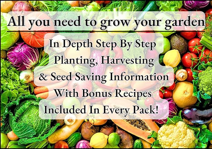 B&KM Farms 7,500+ Survival Seed Kit 5+ Year Supply. 50 Fruit & Vegetable Non-GMO Heirloom Seeds for Planting a Home Garden. (1, Small)