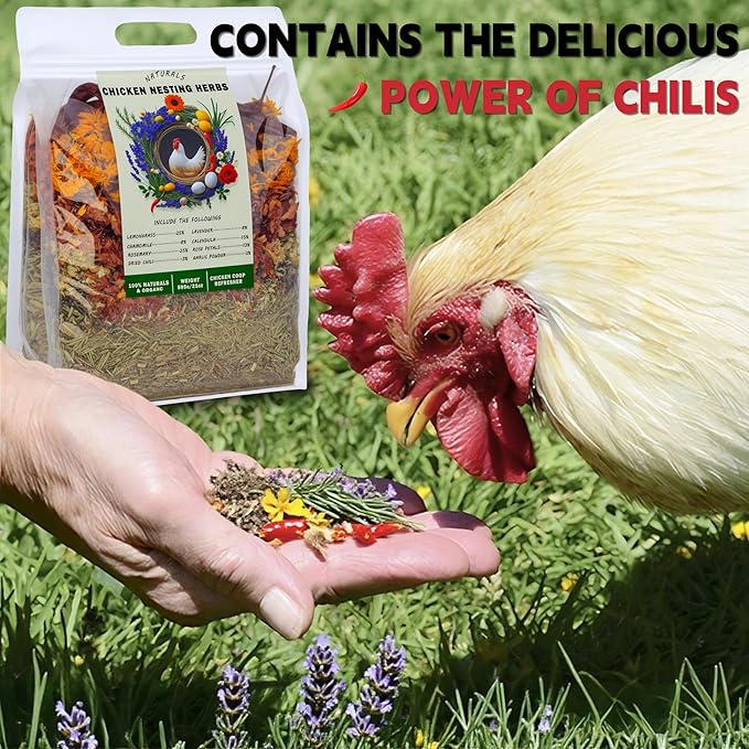 21oz Chicken Nesting Herbs,1.3lb - 8 Natural Herbs Mixture for Chicken Coop Freshness & Egg Production | Reusable Sealed Pack | Fresh Bedding, Dust Bath Enhancer, Odor Control
