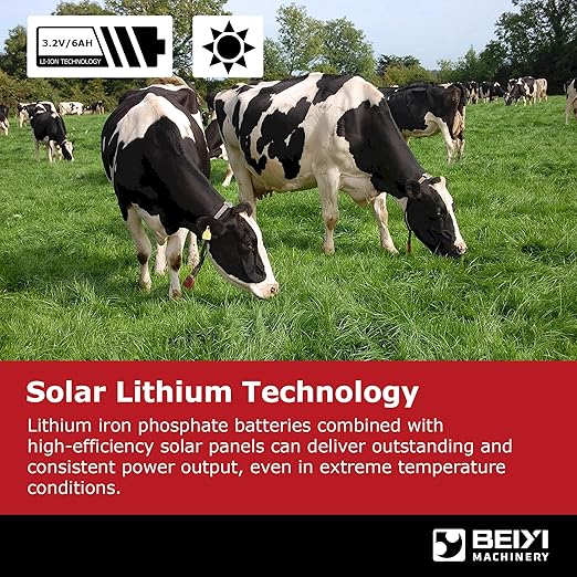 Lydite Solar Electric Fence Charger - 5 Miles Range 20 Acres 0.15 Stored Joules Energizer in Lithium Battery 1.8W Solar Panel Solar Powered Fence Charger for Livestock