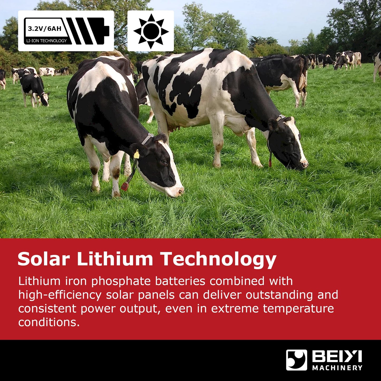 Lydite Solar Electric Fence Charger - 5 Miles Range 20 Acres 0.15 Stored Joules Energizer in Lithium Battery 1.8W Solar Panel Solar Powered Fence Charger for Livestock