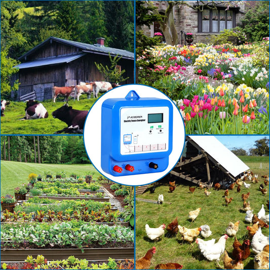 ATMOREA Smart Electric Fence Charger with Dual Alarm - 1.5/2 / 3 Joules Adjustable Energizer for Mobile Devices and Remote Control - Ideal for Poultry, Livestock, Gardens and Yards Safety