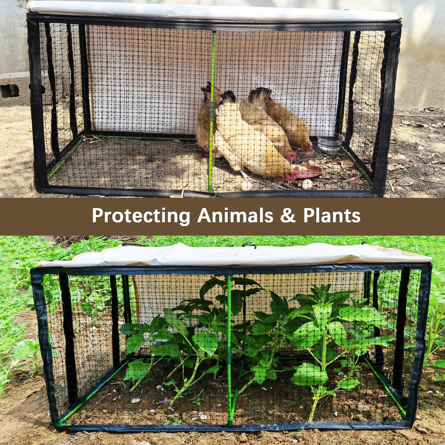 Chicken Coop with Waterproof Cover 4.4 * 2.2 * 2.2 FT Portable Poultry Cage Chicken Runs House Pen Cage Tarp for Outdoor Backyard Farm Use, Suitable for Chickens, Ducks, Quails and Cat