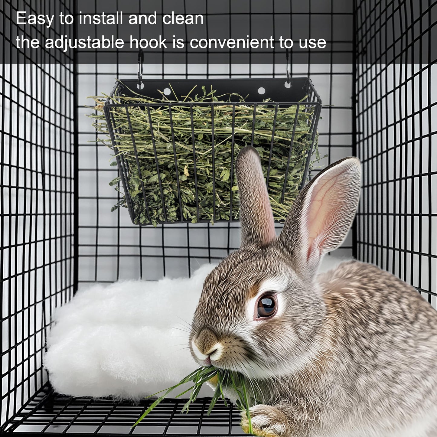 Rabbit Hay Feeder, with Heavy-Duty Metal Frame， Hay Holder for Rabbits - for Rabbits， Bunny, Guinea Pigs, Chinchillas， 9.6x4.5x6.3 inch