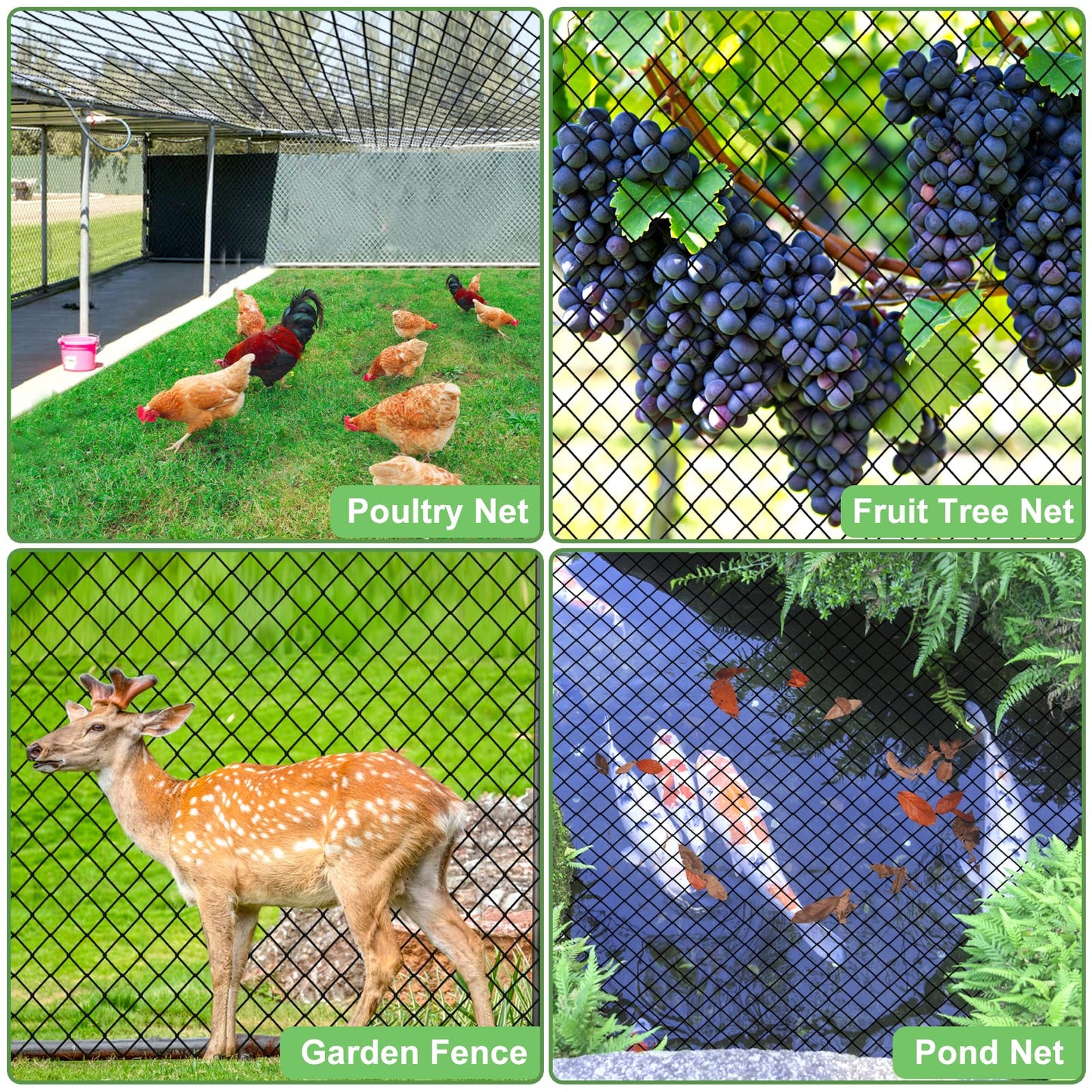 Heavy Duty Garden Netting - 100'x100' Poultry Netting for Chicken Coop, 3/4 Inch Mesh, Protects Fruits, Vegetables Against Squirrels, Deer