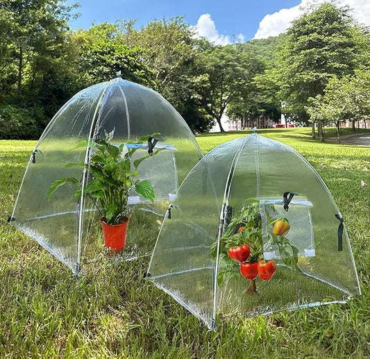 2 Pack Mini Greenhouse, Clear Outdoor Garden Frost Cover, Portable Small Green House for Indoor Outdoor, Small Grow Plant House Tent, Greenhouse Cover for Cold Frost Protector Plants (Transparent)
