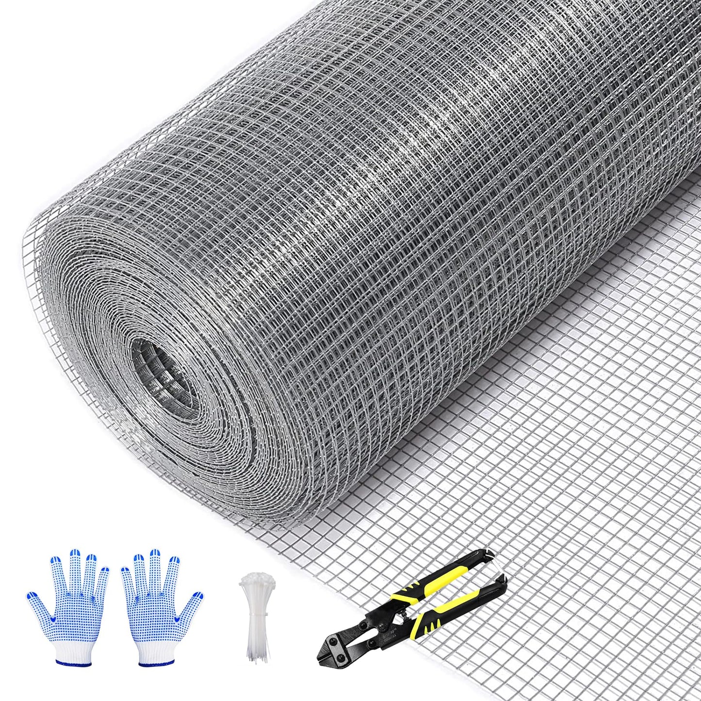 Tongmo 24" x 50' Hardware Cloth, 1inch Mesh Galvanized Chicken Wire Fence, 19 Gauge Welded Wire Roll,Garden Fence, Poultry Netting for Rabbit/Duck/Chicken Coop
