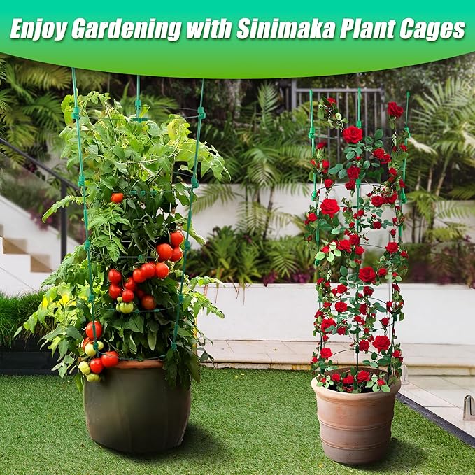 Upgrade Tomato Cage for Garden, 6 Pack 53 Inches Adjustable Tall Tomato Plant Support Cages, Tomato Stakes Garden Trellis for Vegetables, Climbing Plants, Vine Pants, Cucumber, Flowers, Fruit