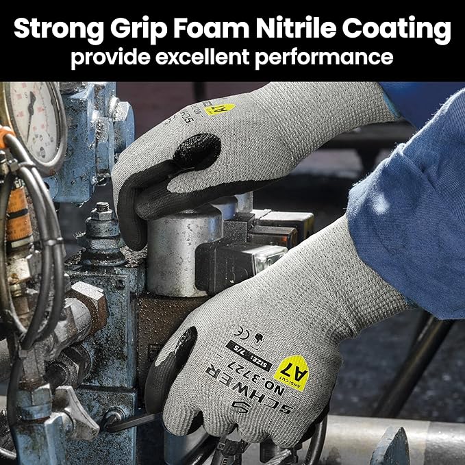 120 Pairs High Level Cut Resistant Work Gloves for High Risk Work, ANSI A7 Cutting Gloves with Reinforced Thumb, Used for WoodWorking, Construction, Non Slip, Durable, Breathable & Cool, S, PR3727