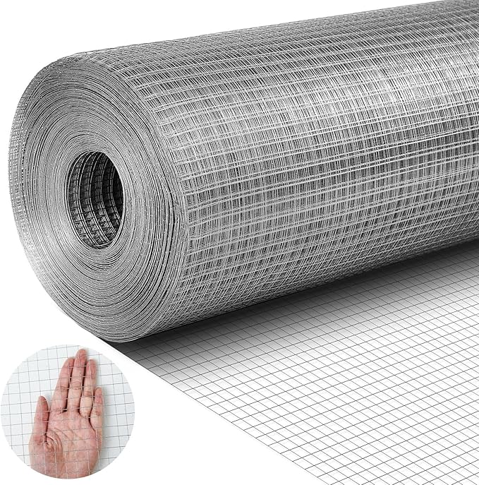 Tatuo 36in X 150ft Hardware Cloth 23 Gauge Hot Dip Galvanized After Welded Cage Mesh Rolls 1/2 Inch Metal Chicken Wire Mesh Roll Wire Fencing Poultry Netting for Raised Garden Rabbit Rodent Animals