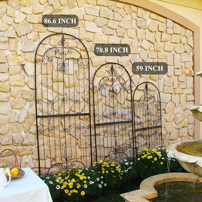 Trellis for Climbing Plants 59" H x 21.6" W Metal Unique Design Decorative Garden Structure Weather-Resistant Trellises Outdoor Decor Flowers Roses Vine Ivy Clematis