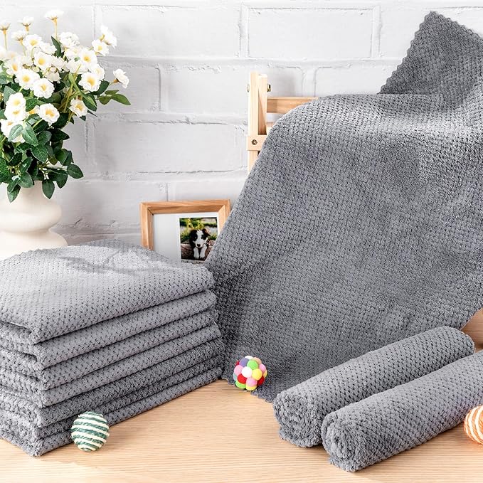10 Pcs Guinea Pig Cage Liners Washable Rat Bedding for Guinea Pigs Controlling Absorbent Waterproof Pee Pads Blanket for Rabbits Hamster Small Animals Chinchilla(12 x 12 Inch,Gray)