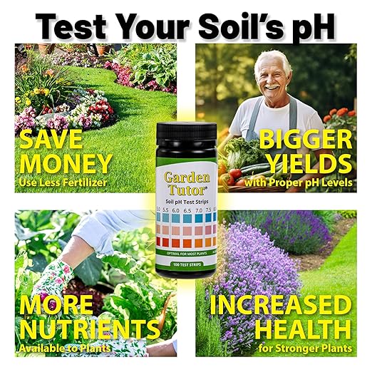 Garden Tutor Soil pH Test Kit – 100 Strips with AI-Powered Web Reader – Accurate Testing for Lawn, Garden & Compost – pH 3.5–9