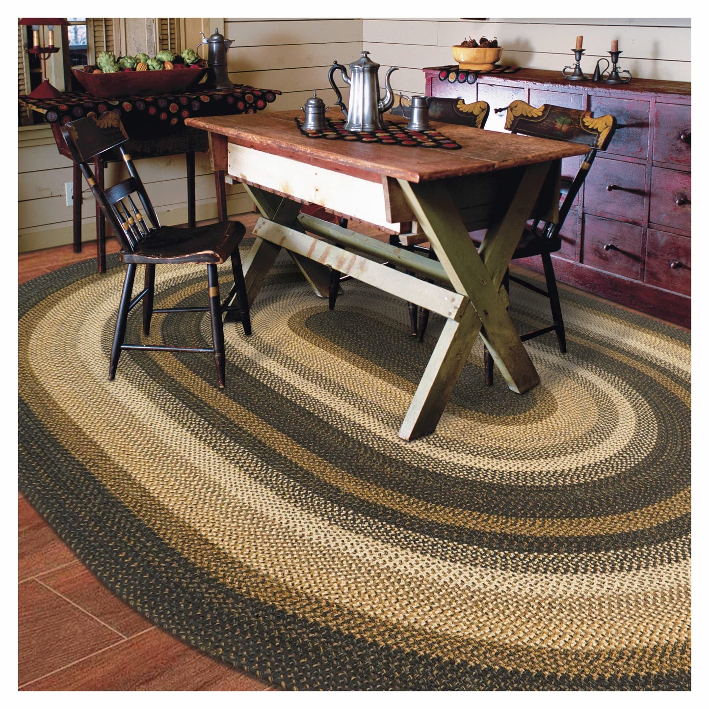 Homespice Kilimanjaro Premium Jute Braided Area Rug, 5' x 8' Oval Black and Brown, Reversible, Natural Jute Yarn Rustic, Country, Primitive, Farmhouse Style - 30 Day Risk Free Purchase