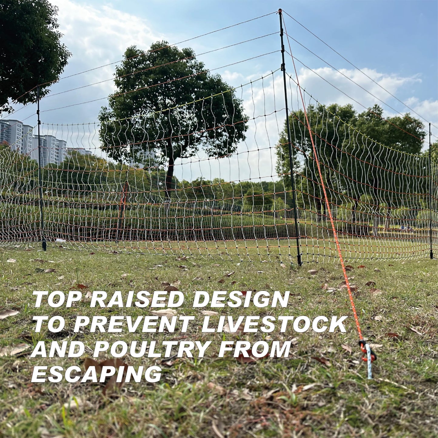 Poultry Electric Netting Fence - 41.3''H (can be Manually Raised to 53.1''H) x 98.5'L for Flying Chicken, Sheep, Goats in Farms, Ranches and Gardens, PK1