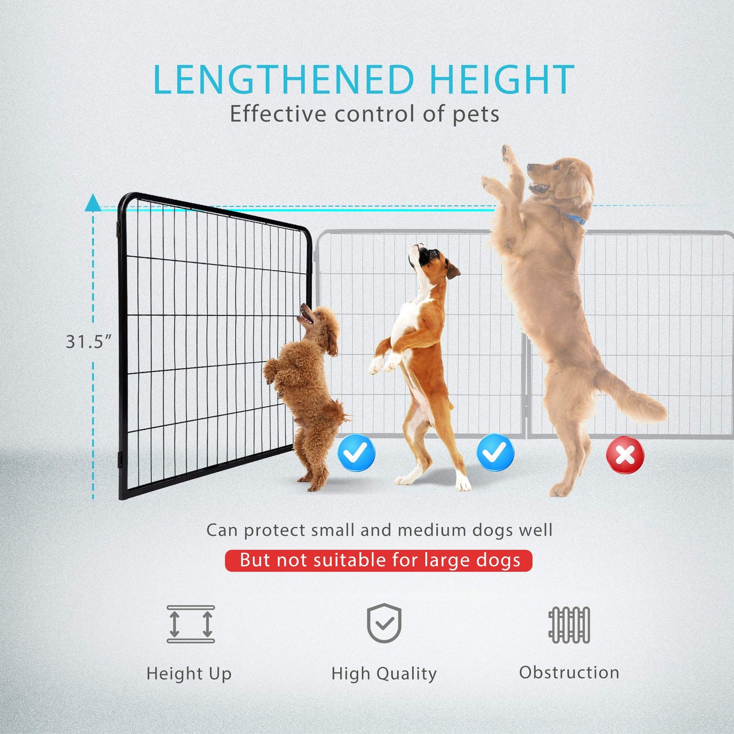 VIVOHOME 32'' 8 Panel Heavy Duty Metal Pet Fence Barrier Foldable Dog Puppy Cat Playpen Kennel with Door for Indoor Outdoor Exercise