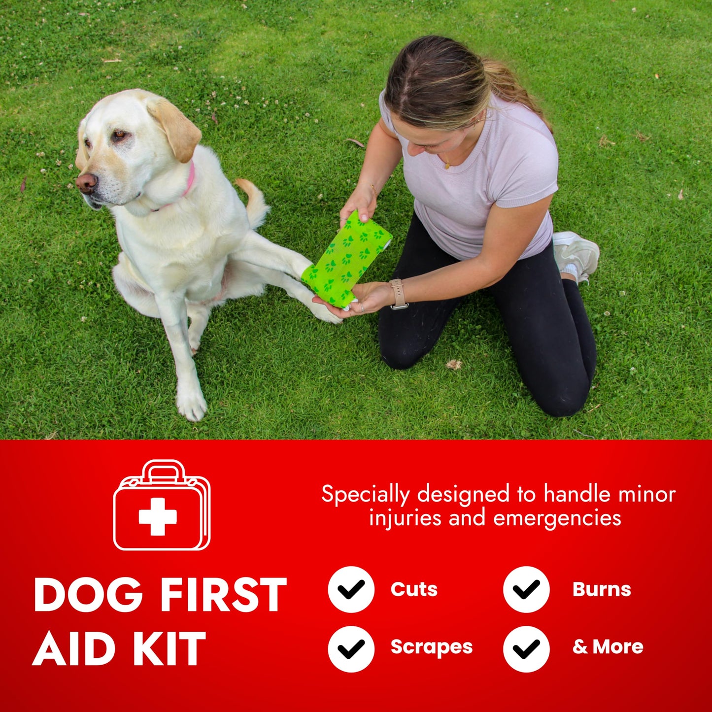 PetVet Medic Cat & Dog First Aid Kit - Dog Emergency Kit, Dog Health Supplies & Dog Wound Care -with Dog Thermometer, Dog Bandages for Wounds - Dog Essentials, Dog Travel Bag (Medium)