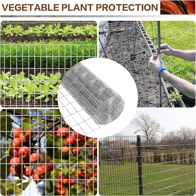 Tongmo 3 ft x 100 ft Galvanized Welded Wire Fence, 16GA Garden Chicken Wire Fence Roll, Mesh Size 2" x 4"Hardware Cloth, Ideal for Yard Protection and Poultry Netting