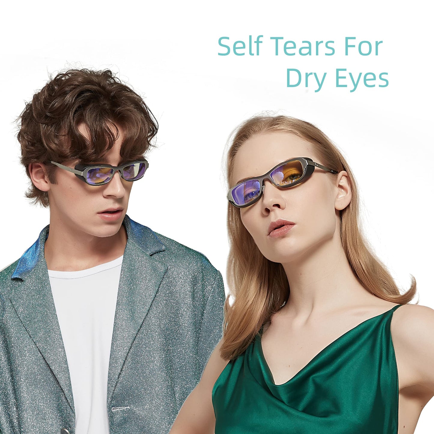 Yourga Dry Eye Relief Eyeglasses, Blue Light Blocking, Moisture Chamber Goggles with Stainless Steel Frame, Anti-Pollen, Aviod Allergens, Indoor or Outdoor for Men/Women(Silver)