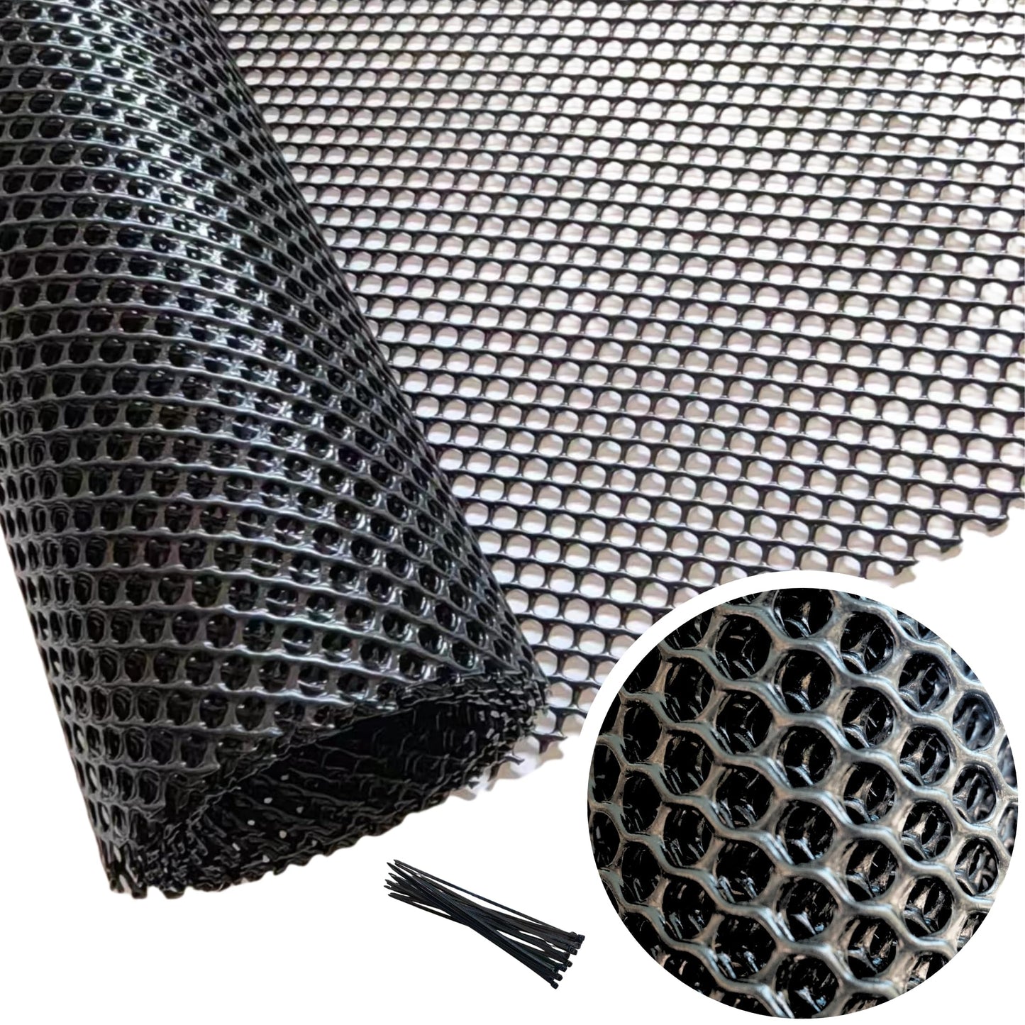 PotatoLife Plastic Wire Mesh Fence, 15.7IN x 10FT, Chicken Wire, Balcony Fence for Pets, Poultry, Garden, Tree Support, Plant Protector, Durable Material, with Free Zip Ties