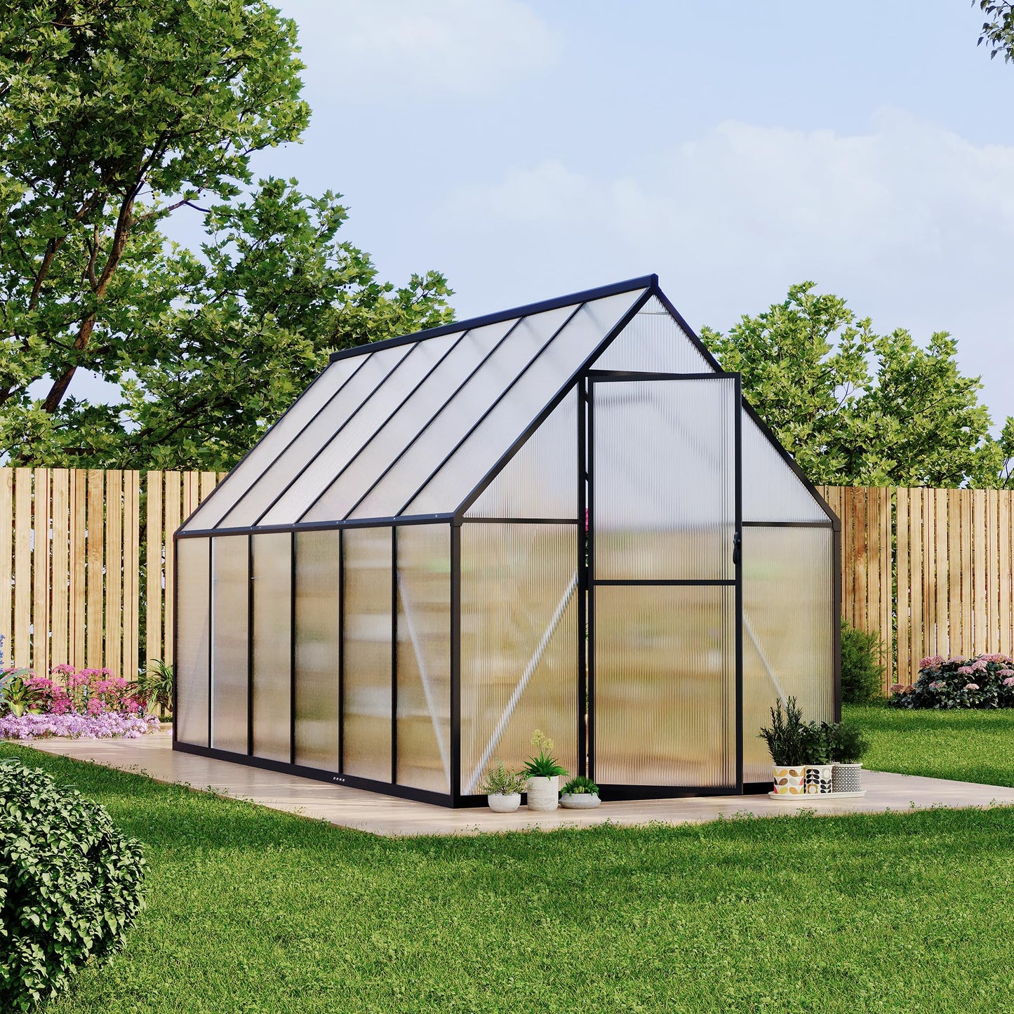 6'x11' Aluminum-Framed Polycarbonate Greenhouse, Heavy Duty Polycarbonate Greenhouse with Quick Setup Structure and Roof Vent, Large Enhanced Aluminum Green House Kit for Outdoors