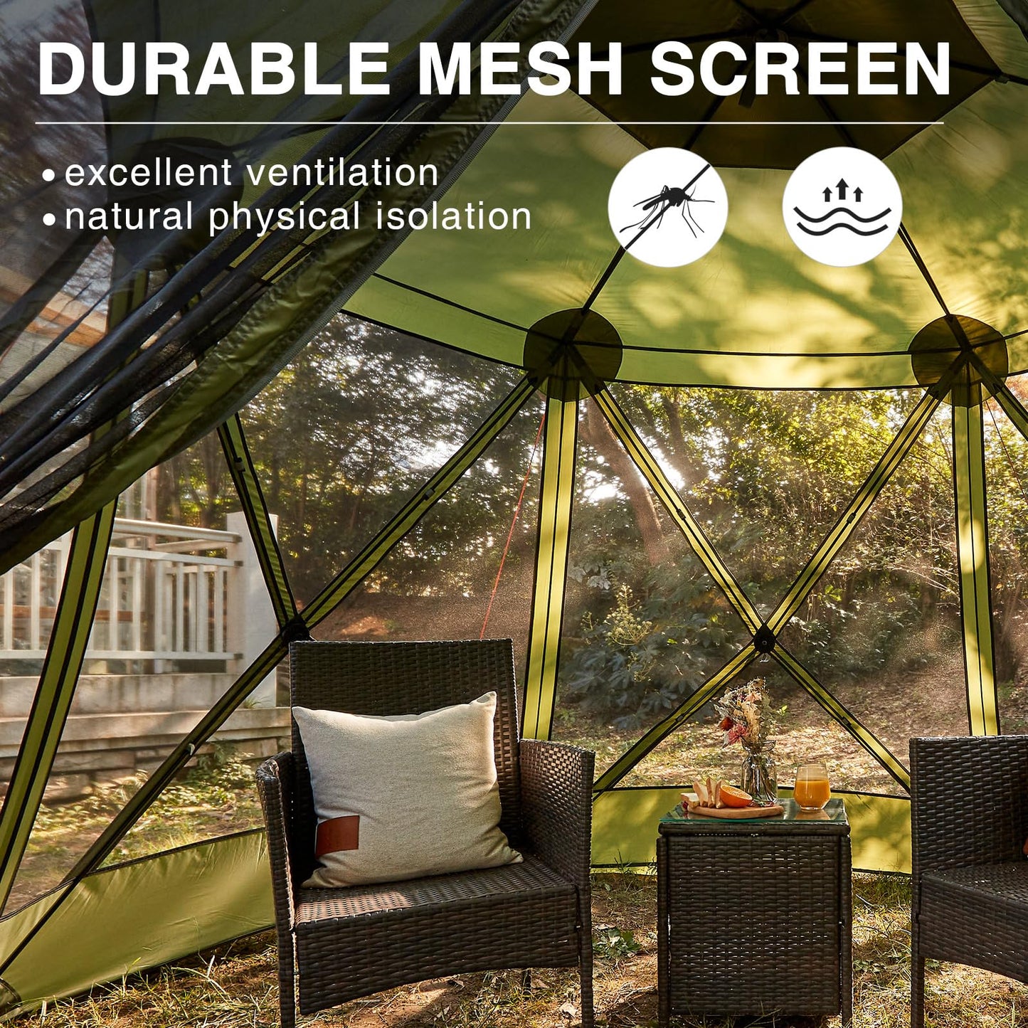 EVER ADVANCED Pop up Screen House Tent for Camping 11.5 x 9.8 ft, Instant Screened Gazebo Canopy with Netting, Portable Shelter Enclosure for Outdoor, Backyard