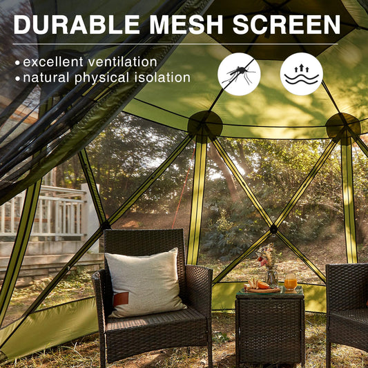 EVER ADVANCED Pop up Screen House Tent for Camping 11.5 x 9.8 ft, Instant Screened Gazebo Canopy with Netting, Portable Shelter Enclosure for Outdoor, Backyard