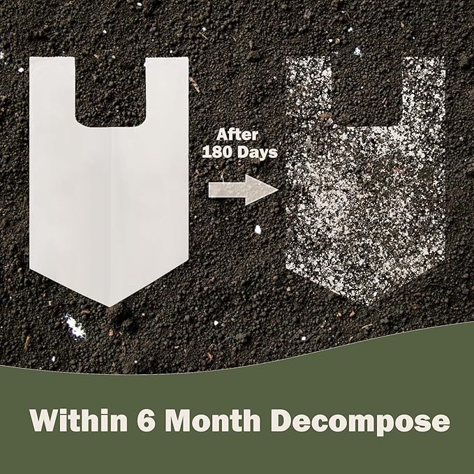 5 Gallon Compostable Trash Bags with Handles Compost Bags 0.78 Mils Food Scrape Waste Bags for Kitchen Bathroom US BPI ASTM D6400 and Europe OK Compost Home Certified 45 Couts White