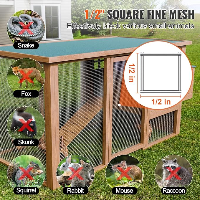 VEVOR Hardware Cloth, 1/2 inch 48in x 100 ft 19 Gauge, Hot Dipped Galvanized Wire Mesh Roll, Chicken Wire Fencing, Wire Mesh for Rabbit Cages, Garden, Small Rodents