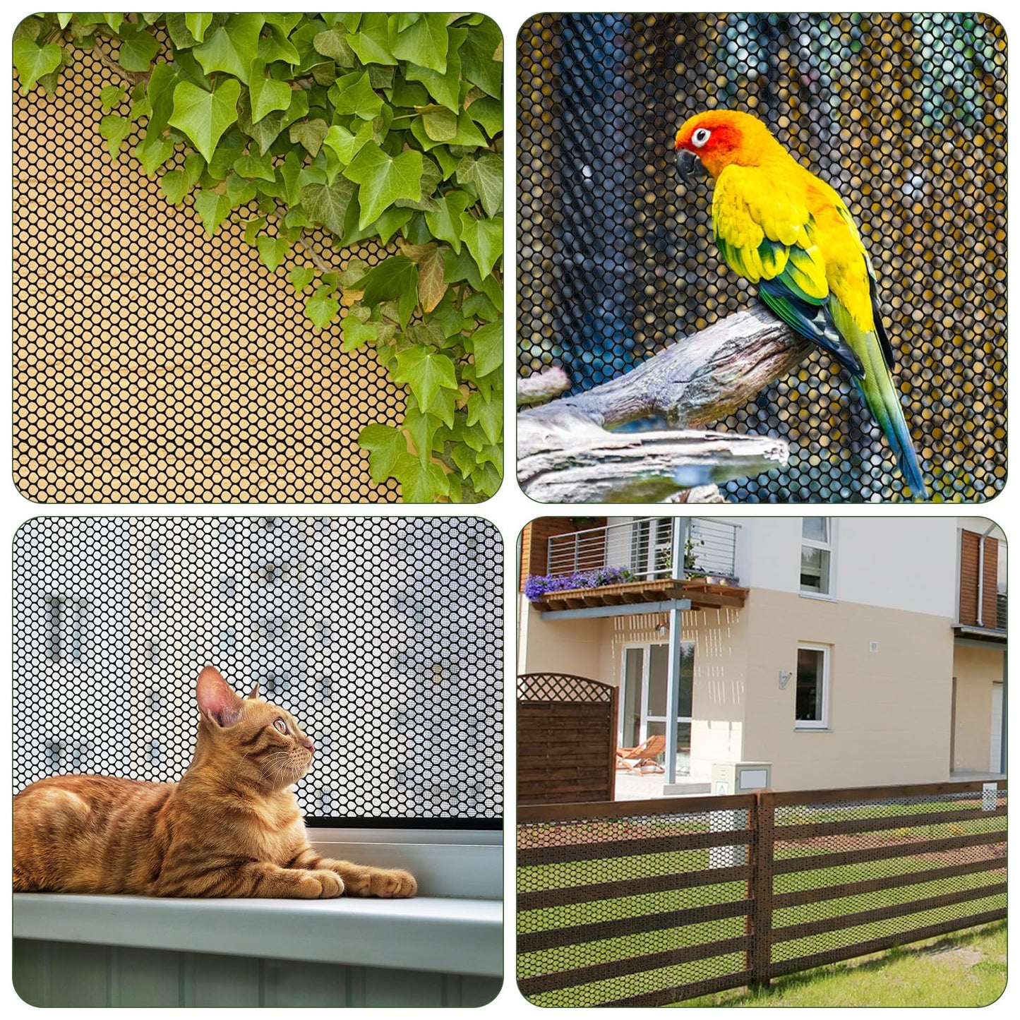 Unves 15.7IN x 16.4FT Plastic Chicken Wire Fencing Mesh, Hexagonal Chicken Wire Fence for Gardening Poultry Floral Dogs Rabbit Construction Barrier Netting, Plastic Fence Mesh Roll, Black