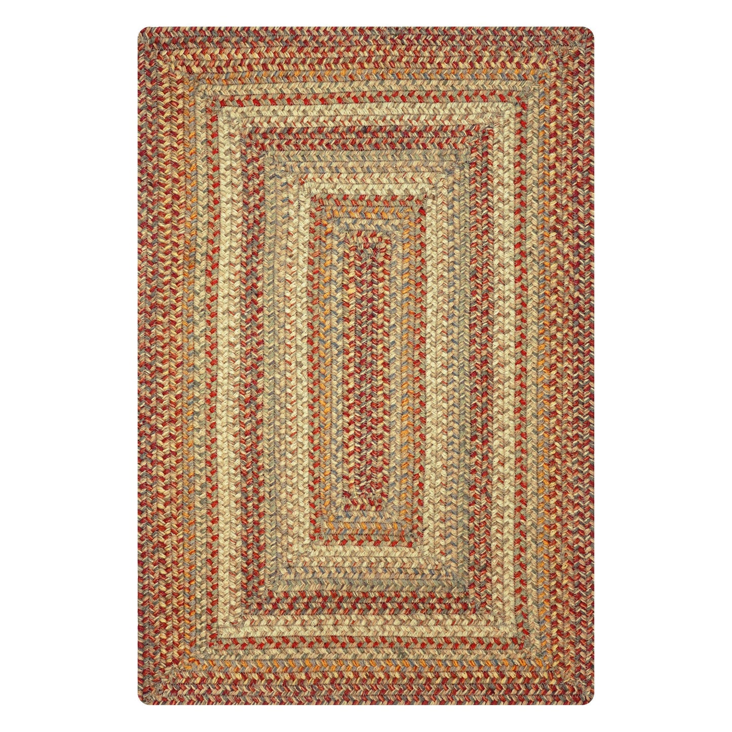 Homespice Harvest Premium Jute Braided Area Rug, 5' x 8' Rectangular Beige - Tan - Red, Reversible, Natural Jute Yarn Rustic, Country, Primitive, Farmhouse Style - 30 Day Risk Free Purchase