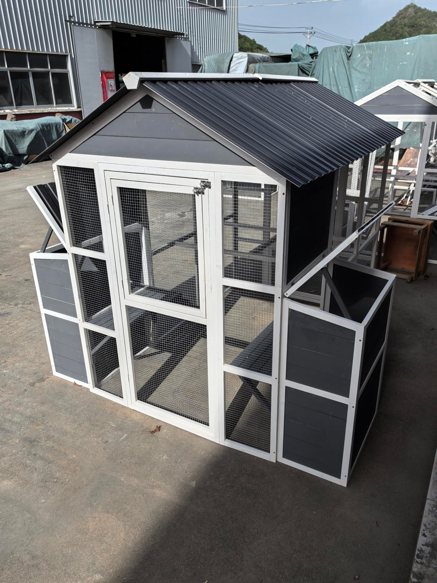 YOPTO Outdoor Chicken Coop for 10 Chickens,Extra Large Wooden Chicken House Nest Box Hen Houses with 2 Chicken Nesting Boxes,Poultry Pet Hutch w/Walk in Desgin,Ramp and Run,Waterproof Roof