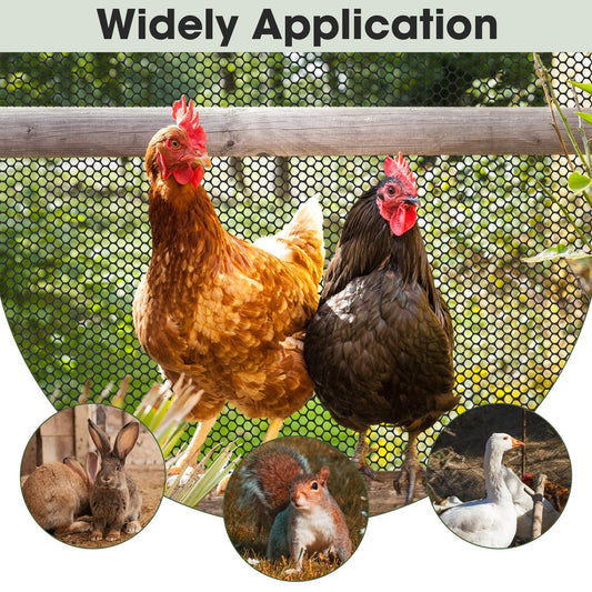 Unves 15.7IN x 16.4FT Plastic Chicken Wire Fencing Mesh, Hexagonal Chicken Wire Fence for Gardening Poultry Floral Dogs Rabbit Construction Barrier Netting, Plastic Fence Mesh Roll, Black