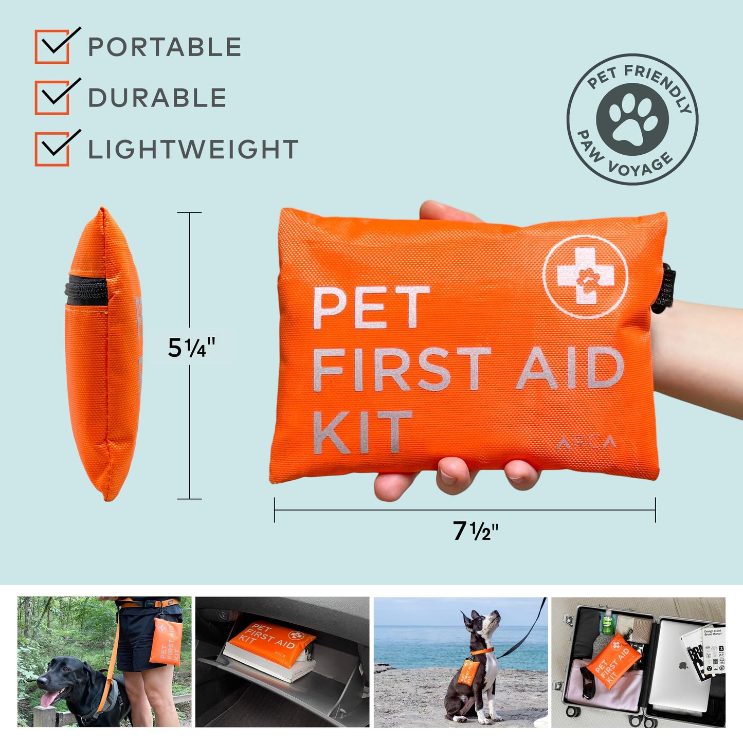 ARCA PET Dog First Aid Kit - Pet Emergency Kit - Water Resistant High Visibility Reflective First Aid Pouch Dog Camping Essentials for Hiking, Backpacking, Sports, Hunting