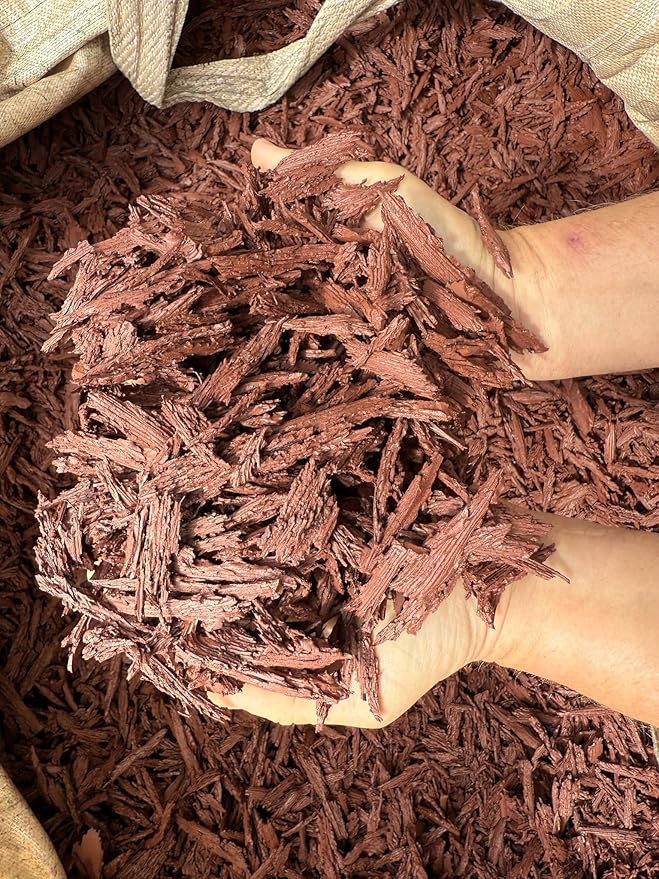100% Wire-Free Shredded Rubber Mulch – Red – 20 lb (1.2 cu ft) – Long-Lasting, Low Maintenance, Safe for Kids & Pets – Ideal for Landscaping & Playgrounds