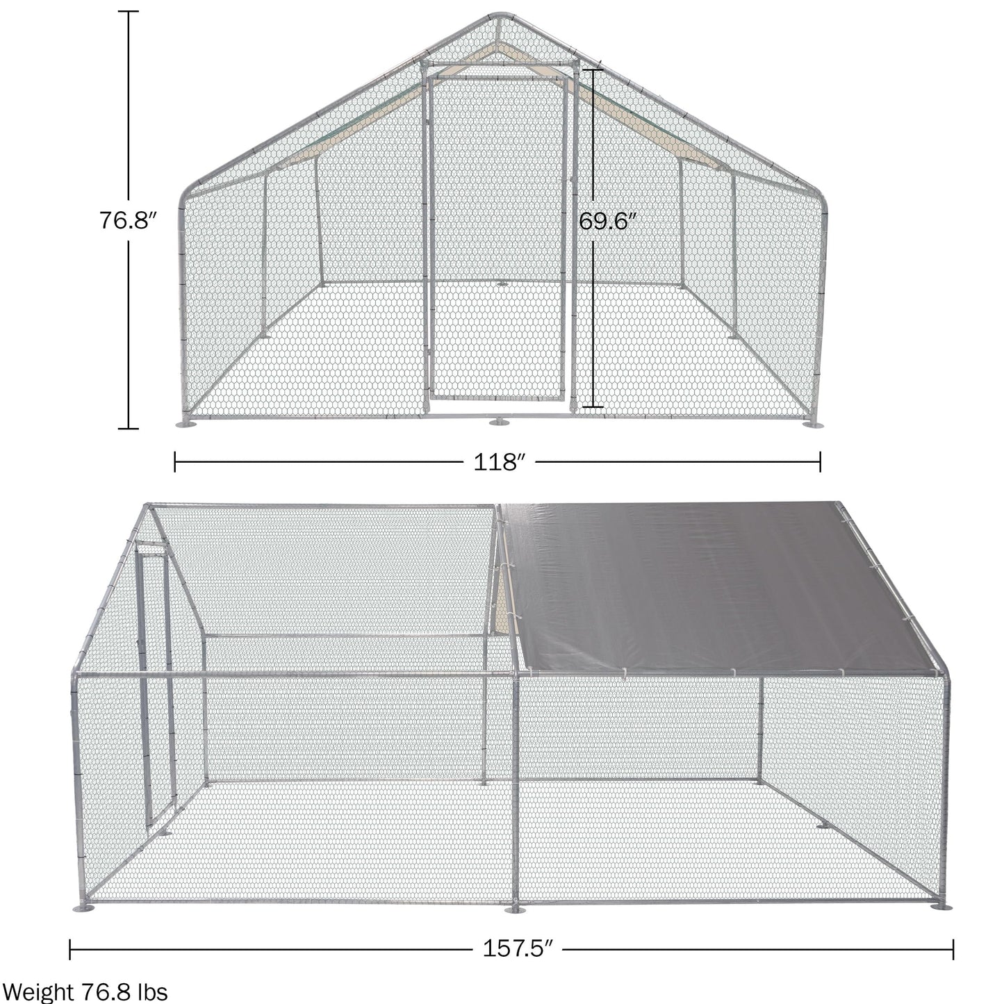 Chicken Coop - Large 13x9x6-Foot Chicken Run with Waterproof Cover and Lockable Door - Metal Chicken Coop for Ducks, Geese, or Rabbits by Pure Garden