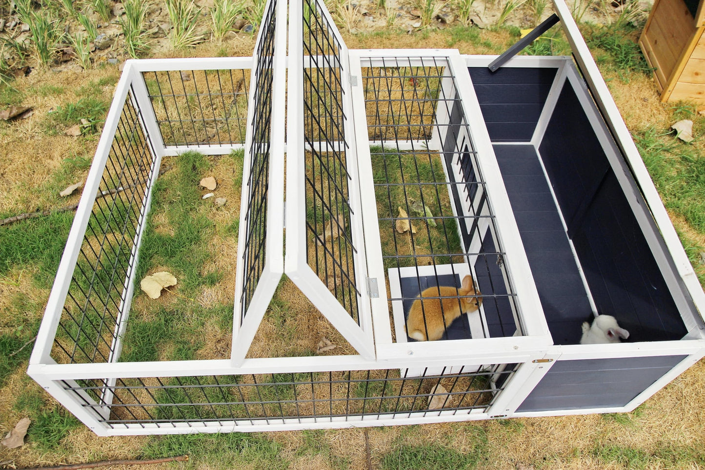 CHURRZZ Wooden Outdoor Rabbit Cage, Openable Waterproof Roof, Dual Habitat, Small Animal House,Rabbit Huts for Farms and Gardens,Hamsters,Guinea Pigs,Ferrets,Hedgehogs