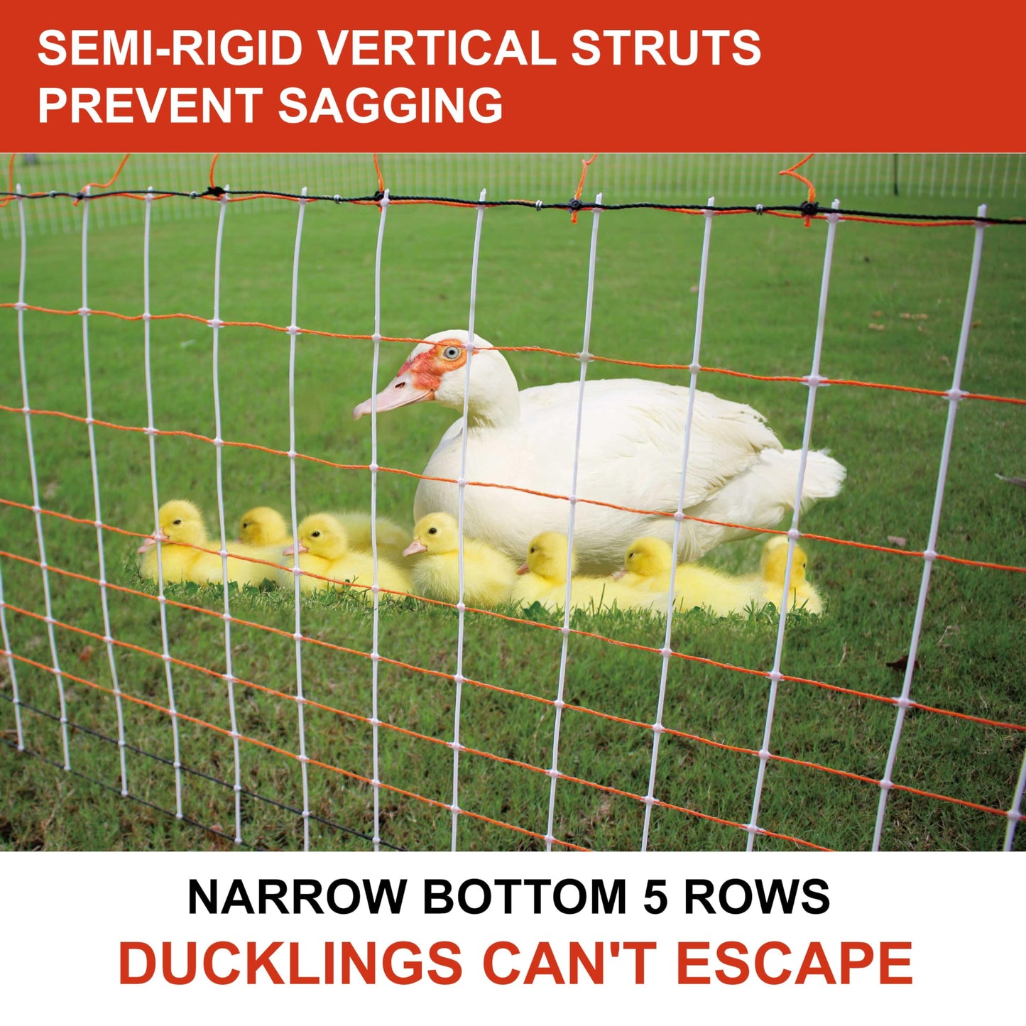 Electric Premium Poultry Netting Fence 59”H x 98.5’L - Versatile Portable Electric Fencing for Flying Chicken Sheep Goats Deer Hogs Dogs, Used in Backyards Homesteaders Farms and Ranches, PK1