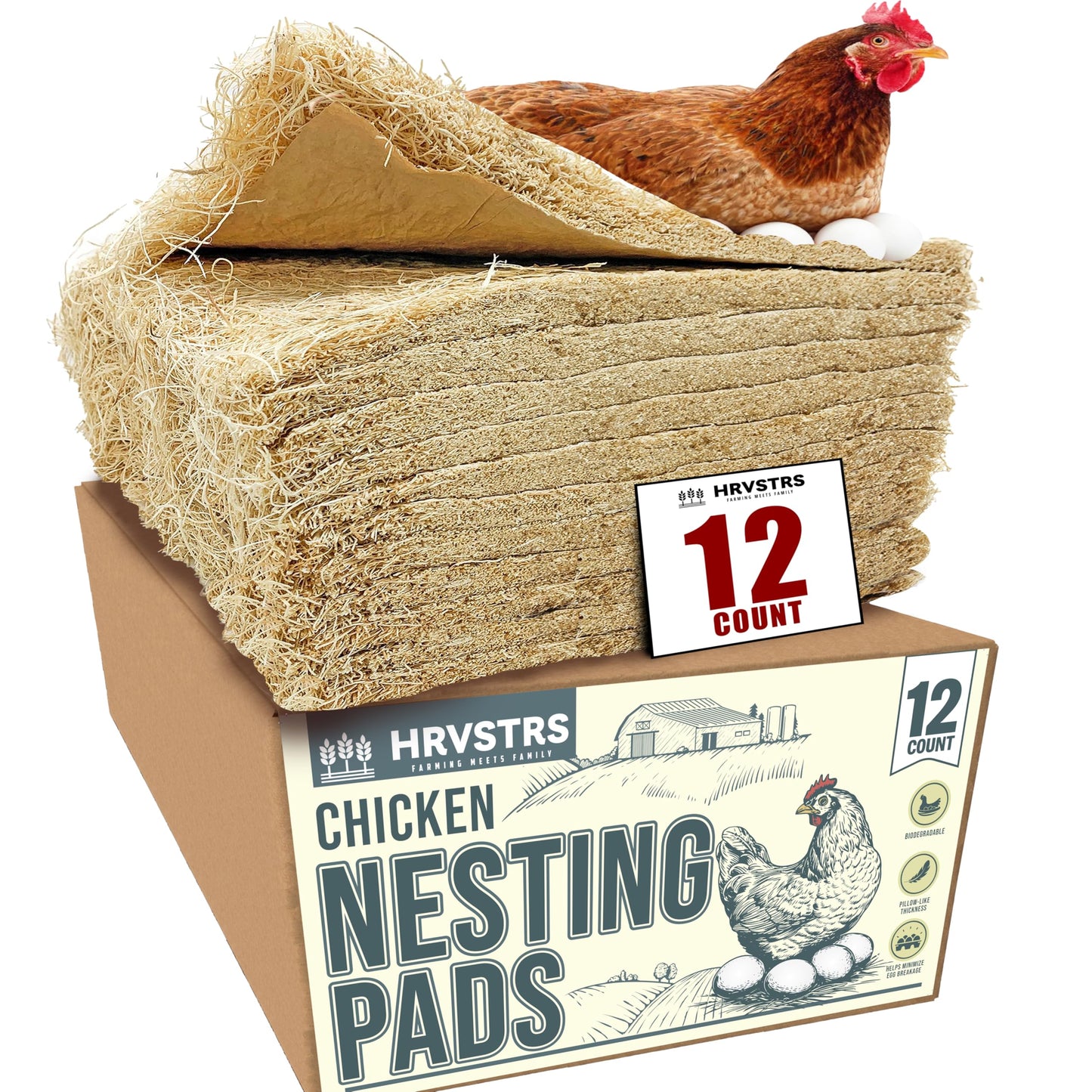 Nesting Pads for Chicken Coop Accessories - 12 Pack - Aspen Bedding for Chicken Nesting Box Rabbit Hutch - Organic Chicken Supplies