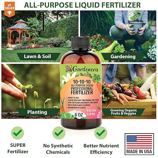 𝐁𝐄𝐒𝐓𝐒𝐄𝐋𝐋𝐄𝐑 Professional 10-10-10 All Purpose Liquid Fertilizer Concentrate - Plant Food Concentrate for Lawns, Trees, Plants, Vegetables, Fruits & Flowers - Makes 192 Gallons - (32 OZ)