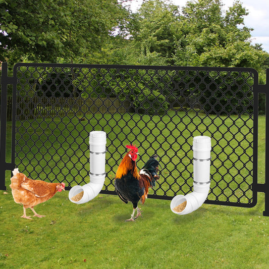 UCandy Automatic Chicken Feeder, 6 Pounds Capacity Heavy-Duty PVC Pipe No Waste Chicken Coop Feeder, Poultry Gravity Feed Port for Chicken Feeding