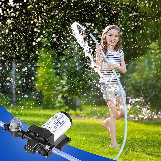 Water Pressure Booster Pump 110v 5.5 GPM 70 PSI, Self Priming Industrial Water Pump with Power Plug, Pipe Fittings Brass Connector Strainer Filter for Kitchen Bathroom Rv Marine Caravan Garden(Black)