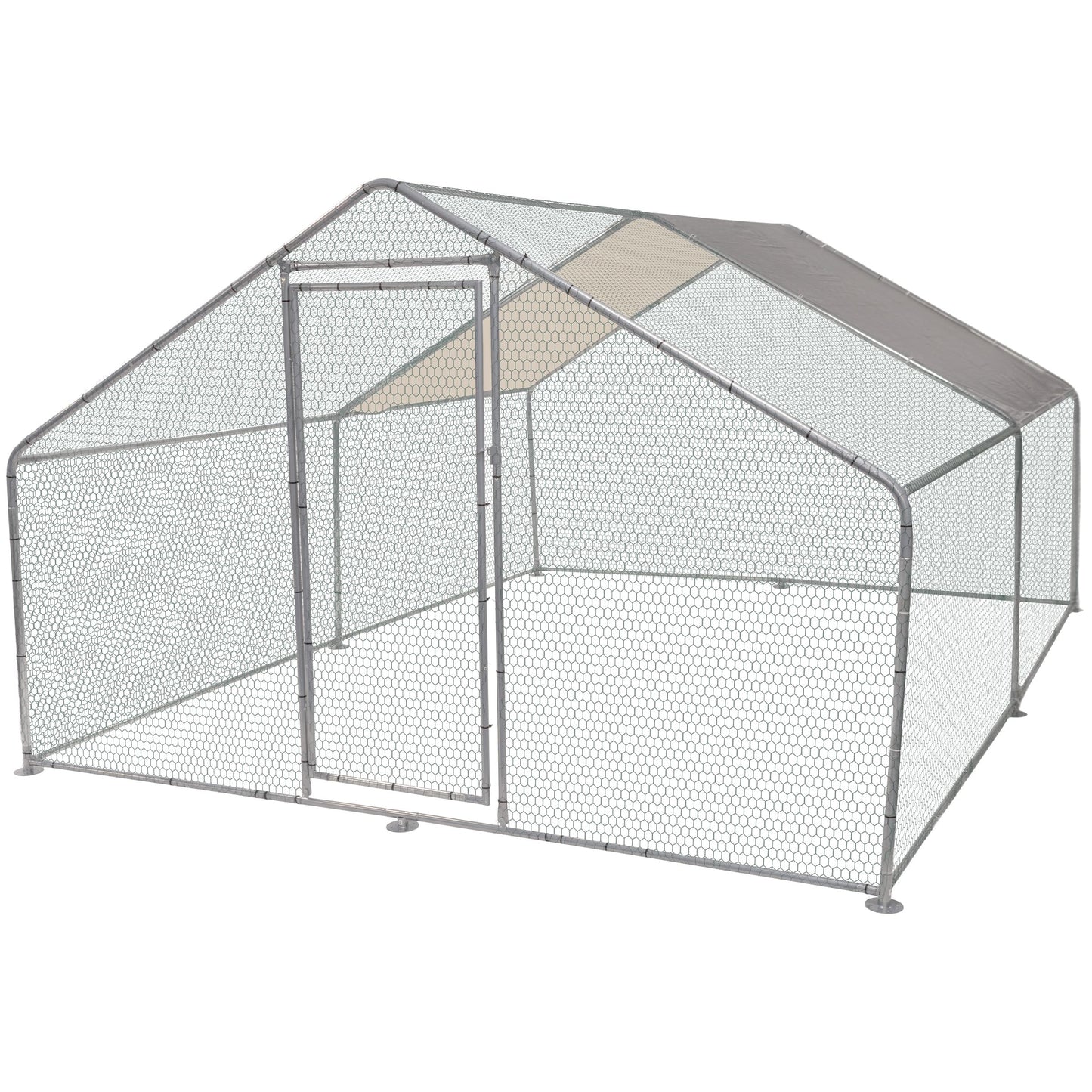 Chicken Coop - Large 13x9x6-Foot Chicken Run with Waterproof Cover and Lockable Door - Metal Chicken Coop for Ducks, Geese, or Rabbits by Pure Garden